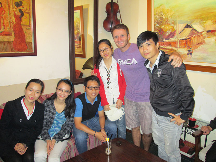 With Couchsurfing friends in Hanoi.
